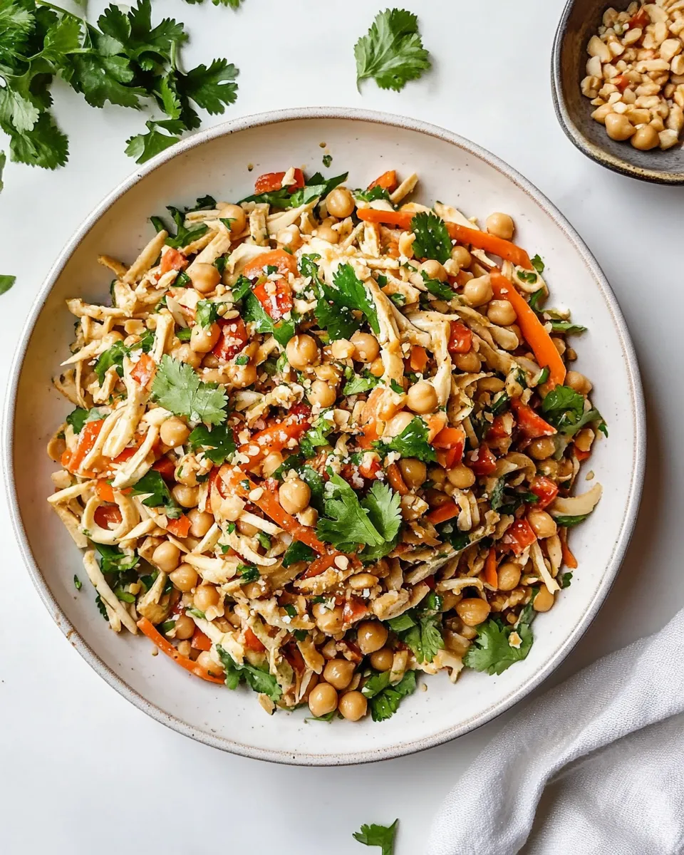Perfect Chickpea Crunch Salad with Peanut Dressing. recipe image