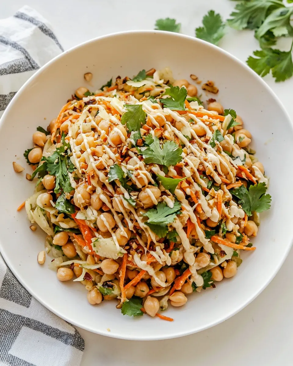 Quick Chickpea Crunch Salad with Peanut Dressing. image