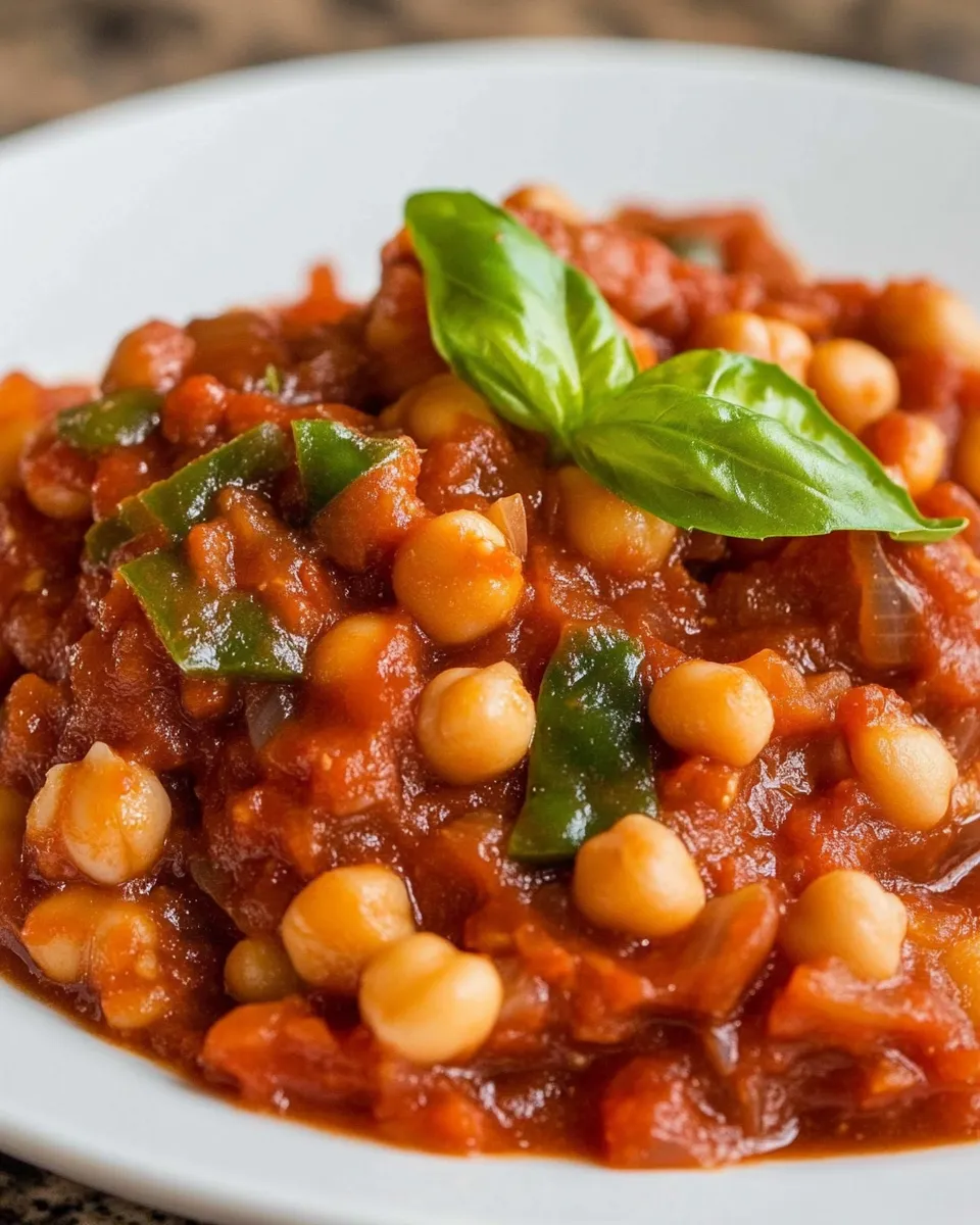 Delicious Chickpeas in Tomato Sauce shot