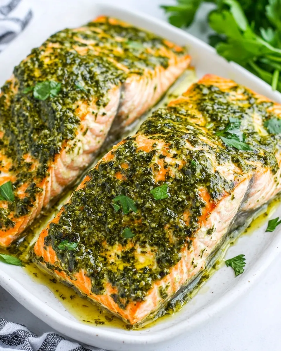 Delicious Chimichurri Baked Salmon shot