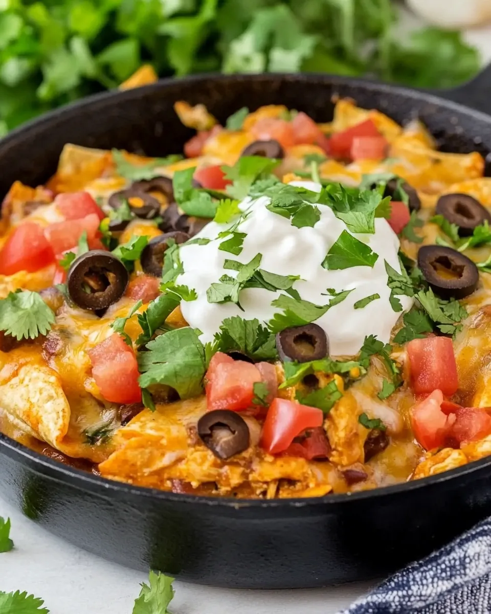 Delicious Chipotle Chicken Enchilada Skillet shot