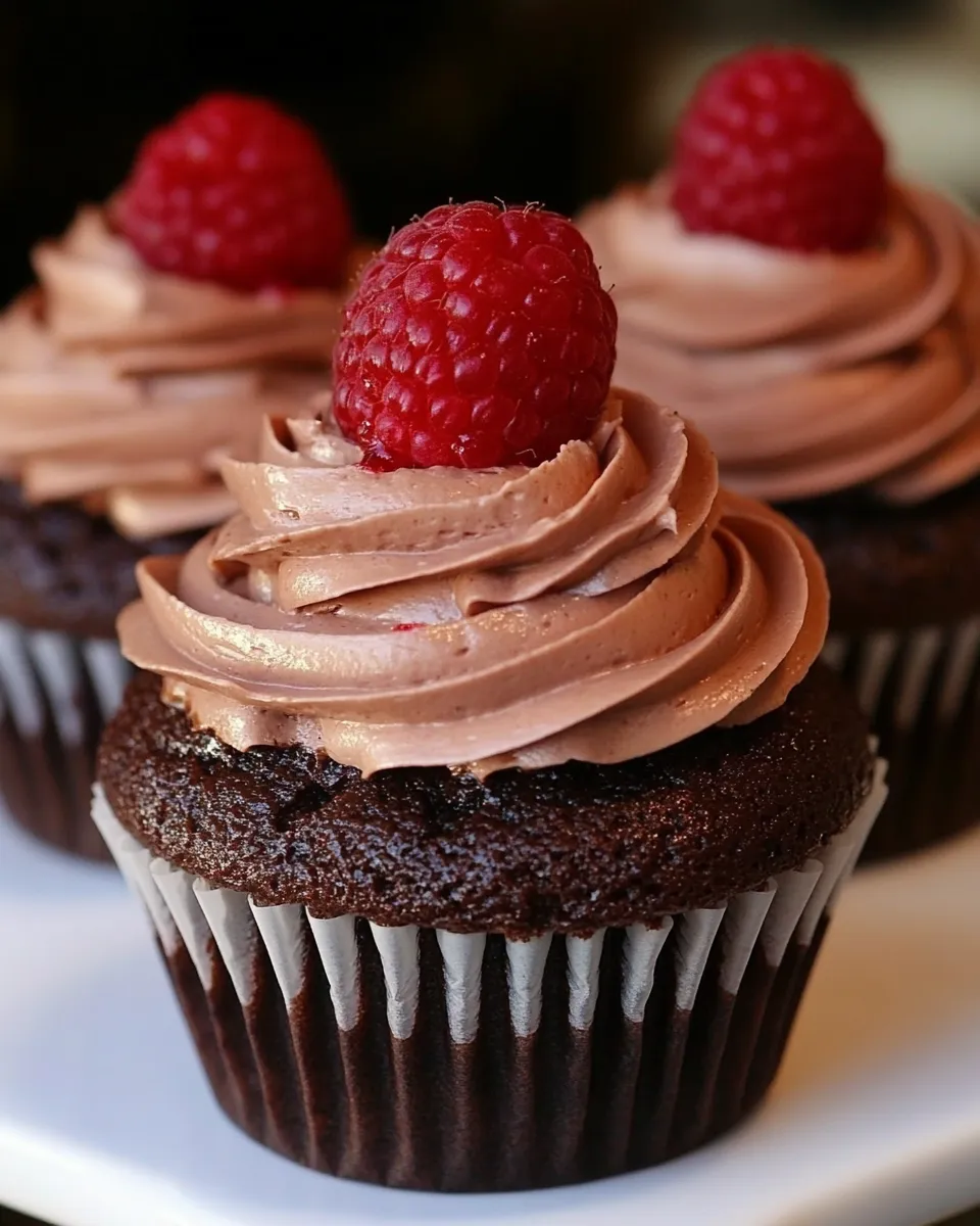 Homemade Chocolate Balsamic Raspberry Cupcakes photo