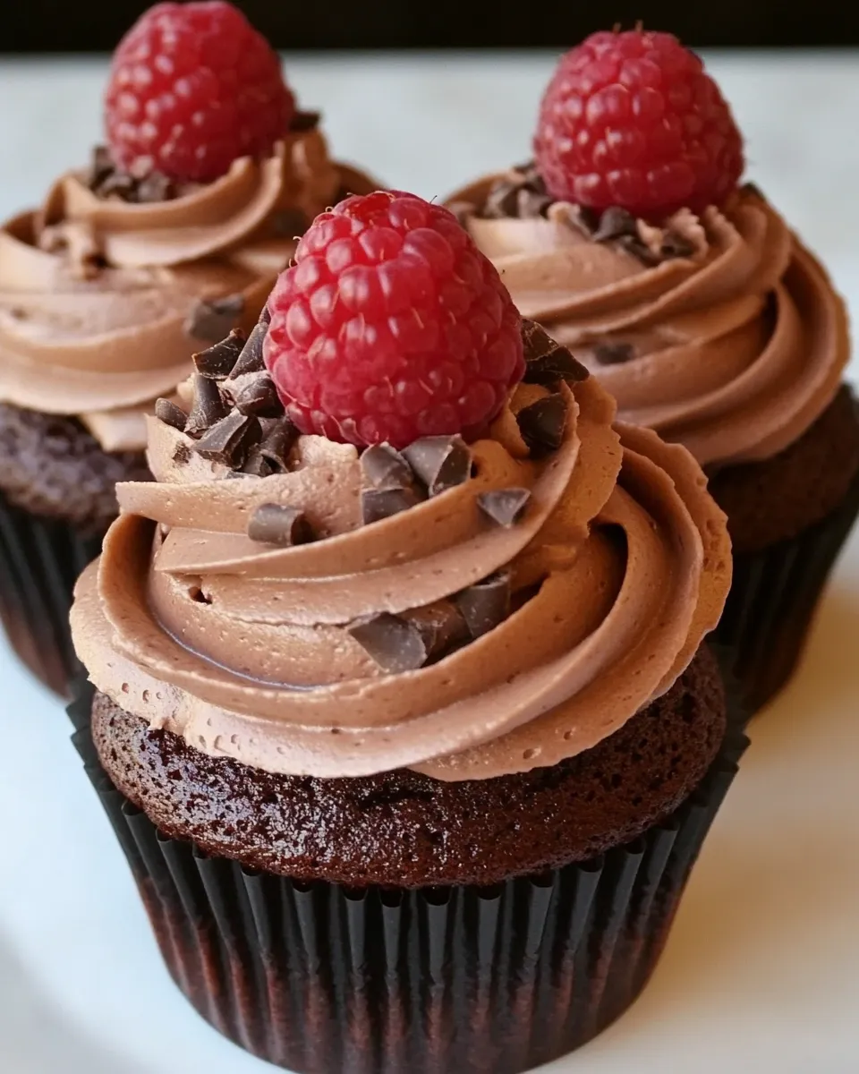 Delicious Chocolate Balsamic Raspberry Cupcakes image