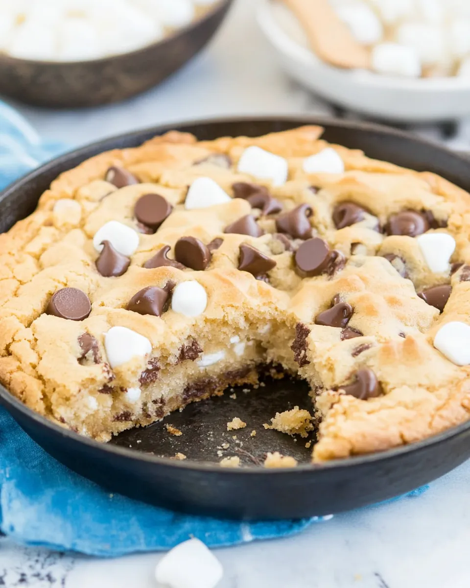 Homemade Chocolate Chip Marshmallow Skillet Cookie photo