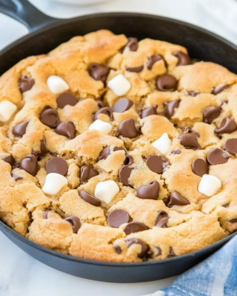 Easy Chocolate Chip Marshmallow Skillet Cookie recipe photo