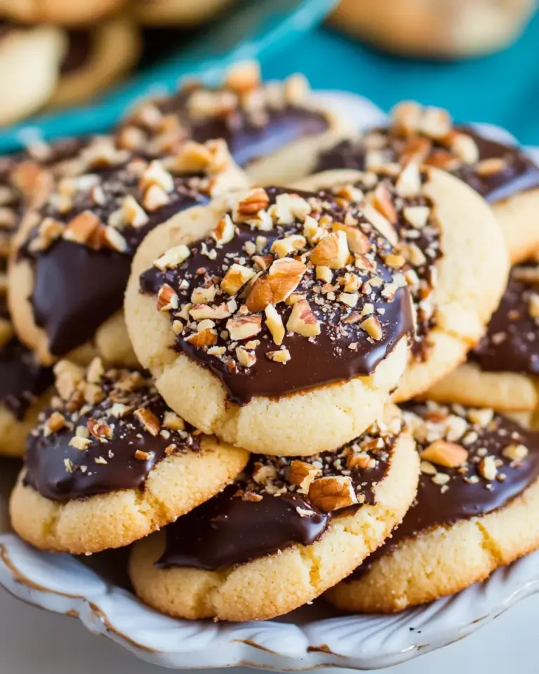 Homemade Chocolate Dipped Toffee Pecan Shortbread Cookies photo