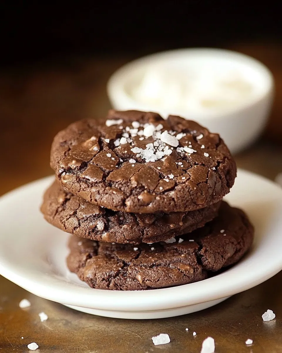 Homemade Chocolate Fudge Cookies with Sea Salt photo