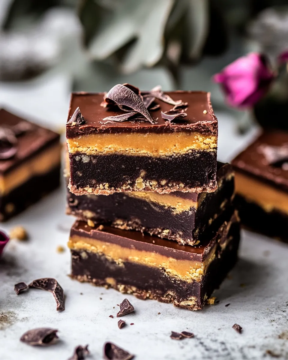 Quick Chocolate Peanut Butter Fudge Bars. recipe photo