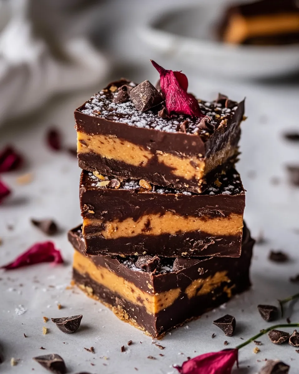 Homemade Chocolate Peanut Butter Fudge Bars. dish image