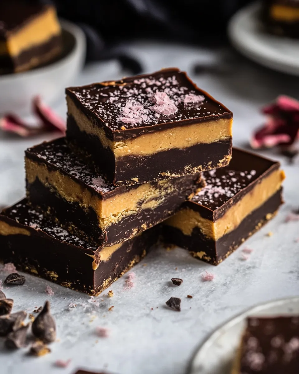 Delicious Chocolate Peanut Butter Fudge Bars. dish image