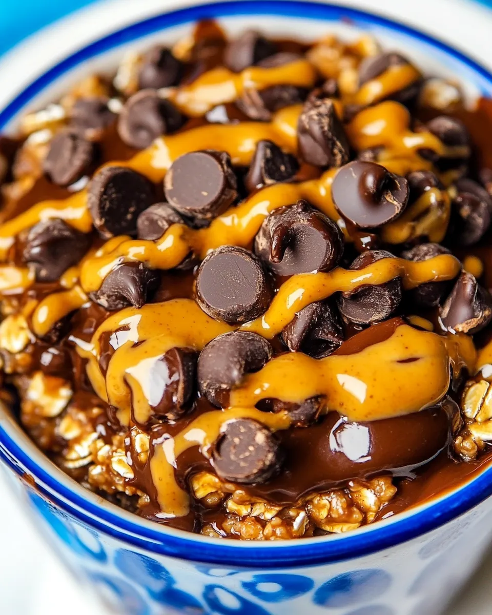 Delicious Chocolate Peanut Butter Oatmeal Bowls shot