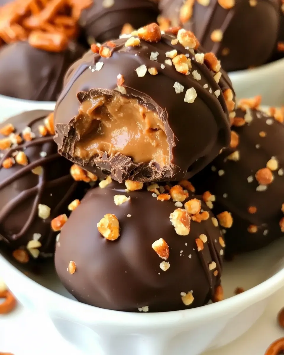 Homemade Chocolate Pretzel Peanut Butter Balls photo