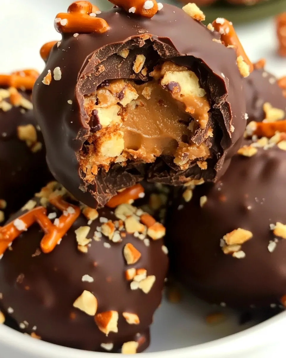 Easy Chocolate Pretzel Peanut Butter Balls recipe photo