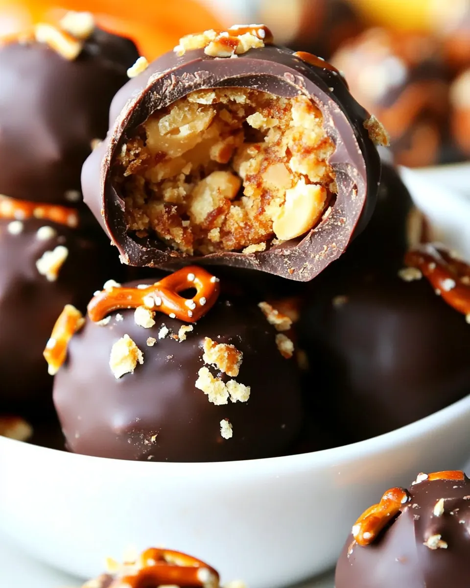 Delicious Chocolate Pretzel Peanut Butter Balls shot