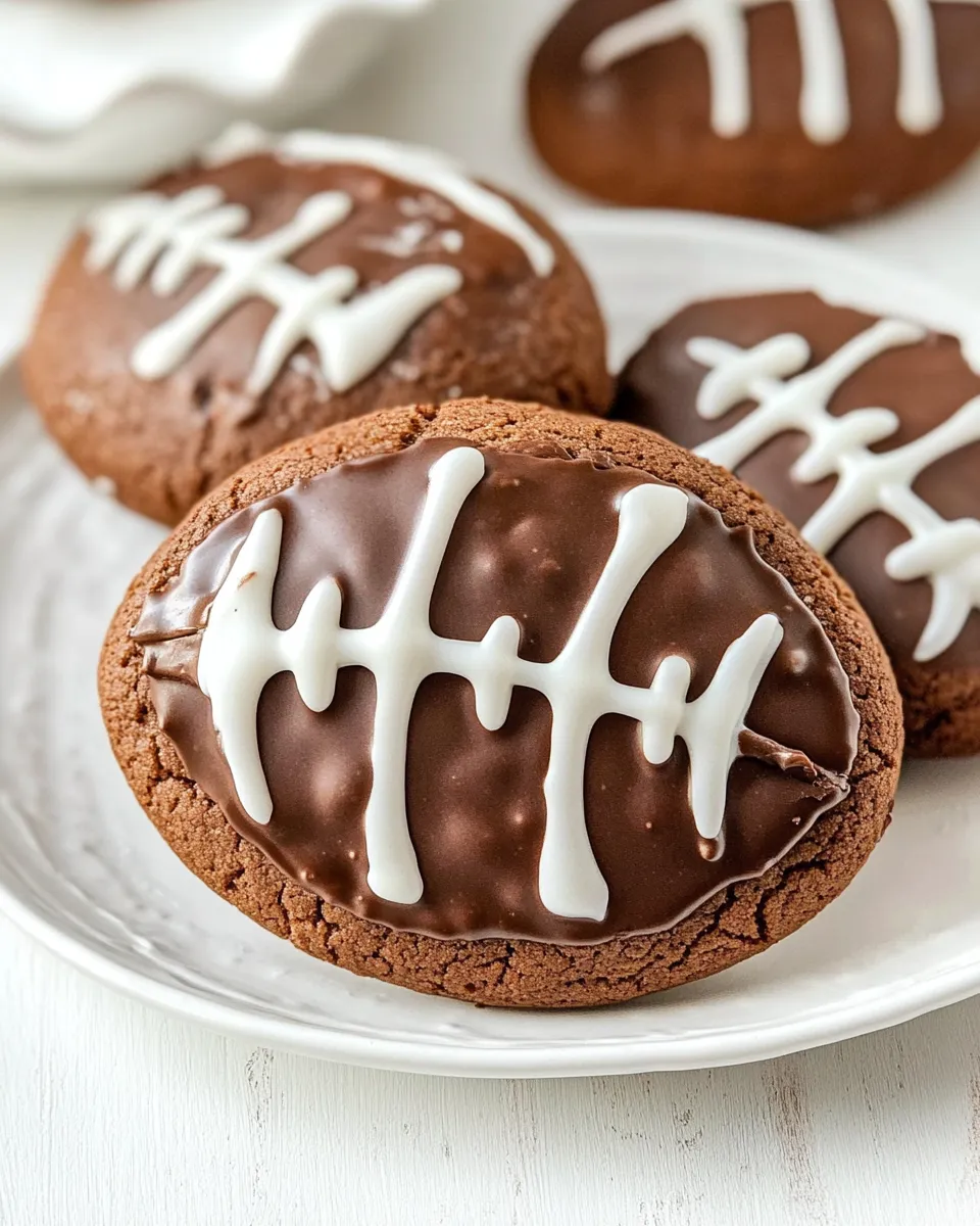 Classic Chocolate Royal Icing Football Cookies image