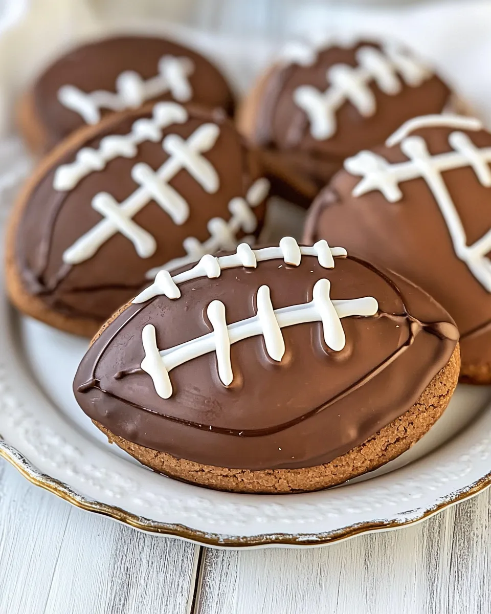 Delicious Chocolate Royal Icing Football Cookies shot
