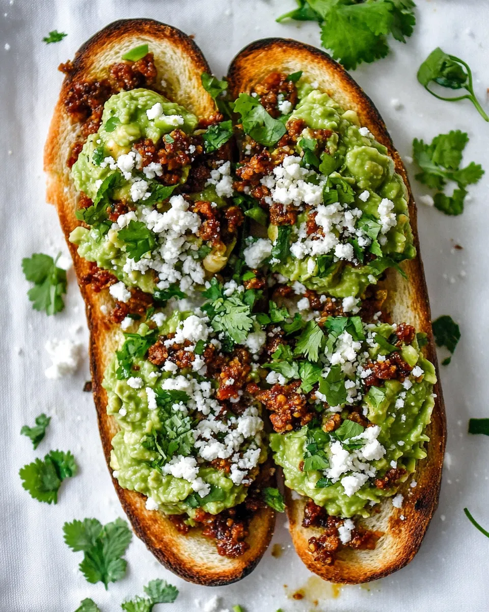 Homemade Chorizo Cotija Guacamole Toast photo