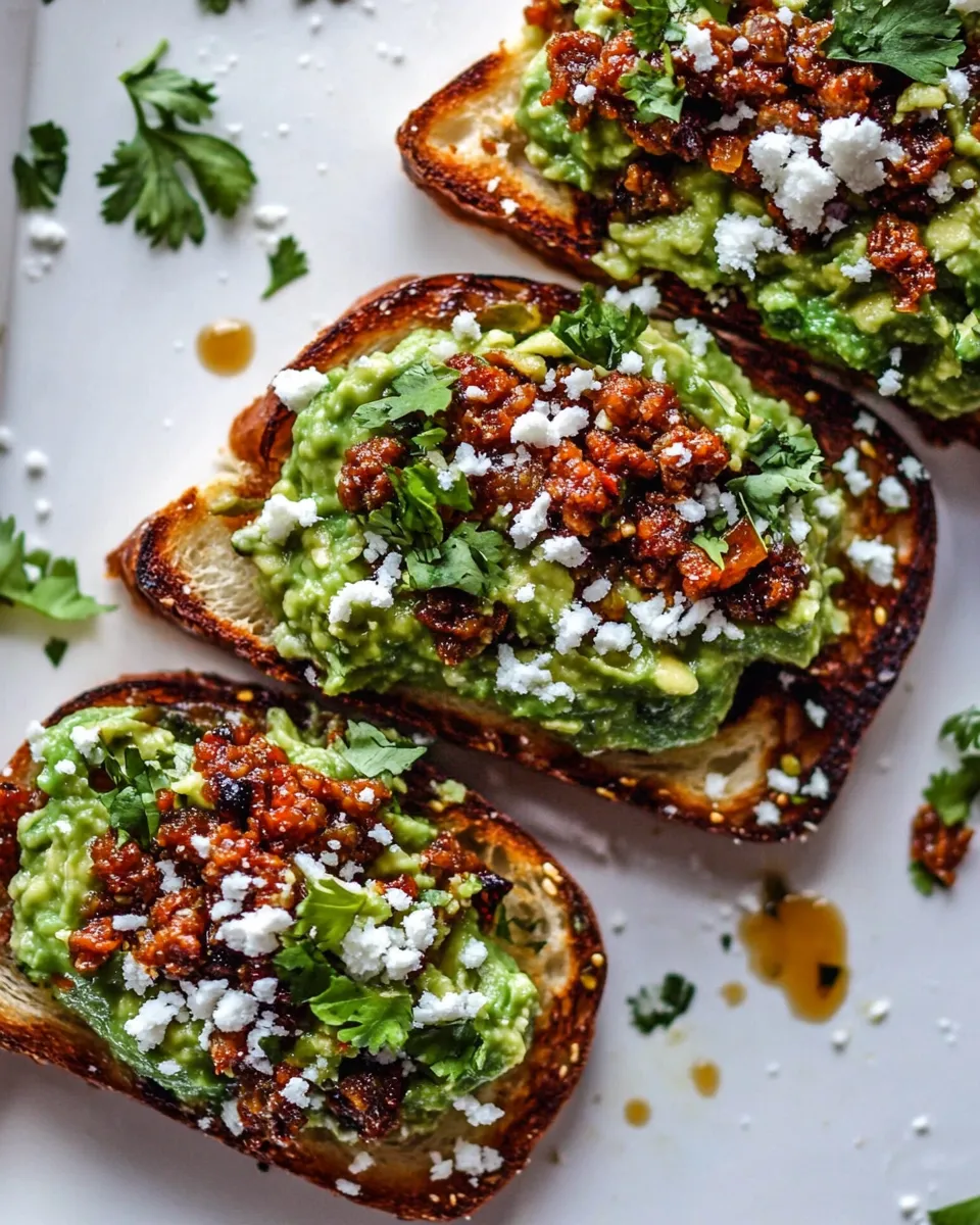 Delicious Chorizo Cotija Guacamole Toast image