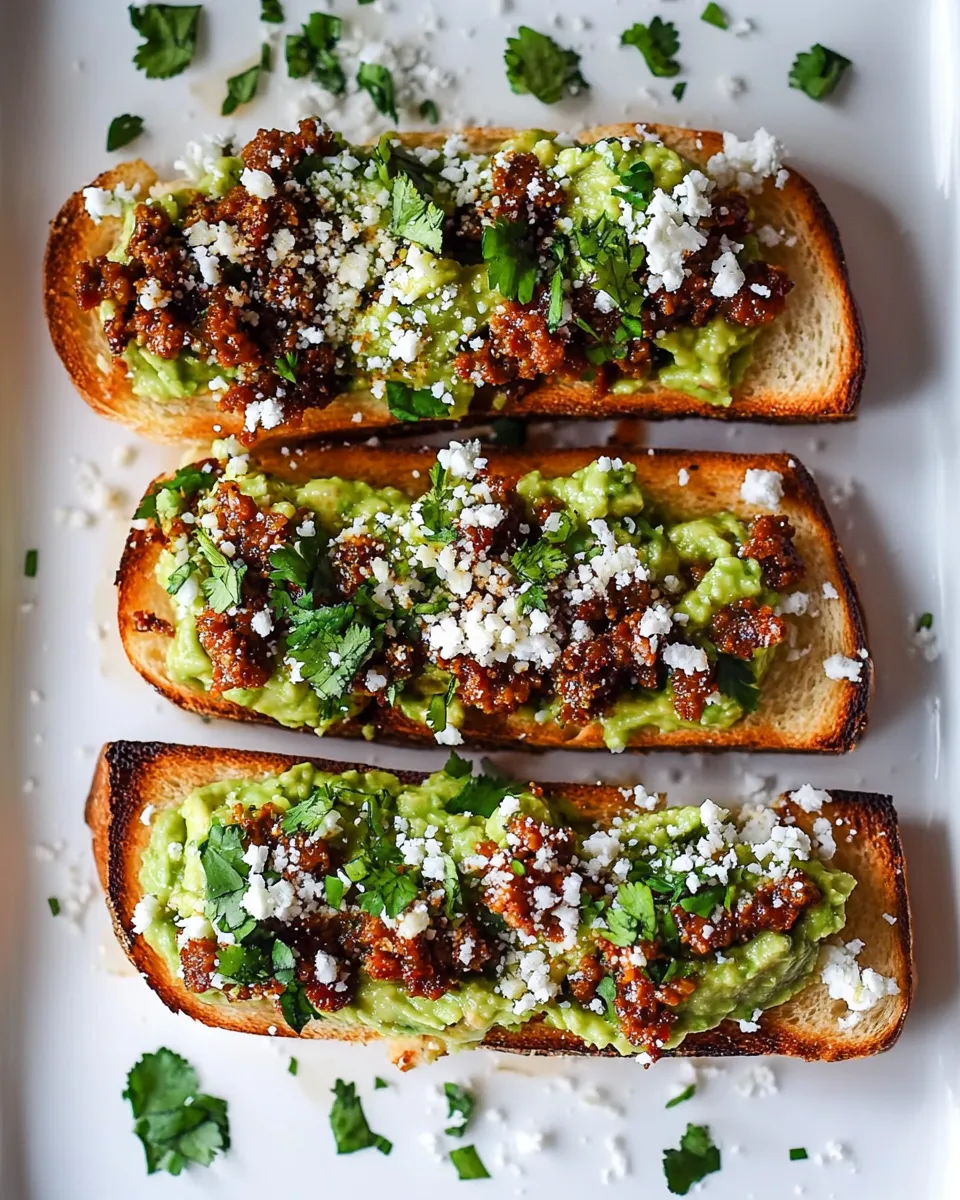 Savory Chorizo Cotija Guacamole Toast recipe photo