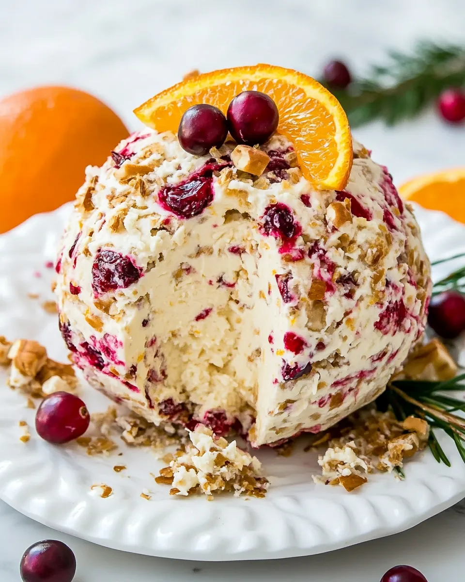 Easy Christmas Cheese Ball Recipe with Orange and Cranberry shot