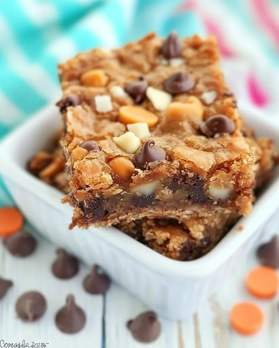Tasty Coconut Butterscotch Chocolate Chip Gooey Bars shot