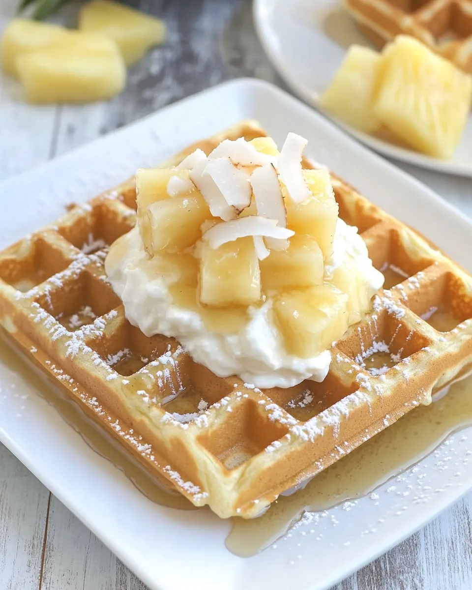 Easy Coconut Cream Waffles with Pineapple Coconut Syrup recipe photo