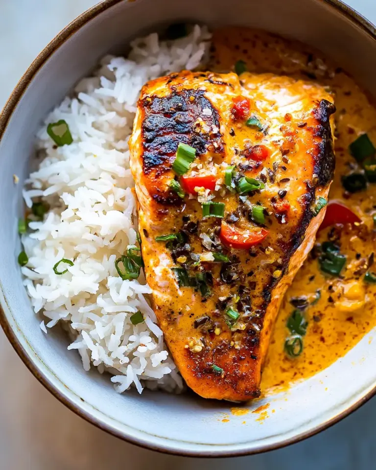 Homemade Coconut Curry Salmon with Garlic Butter. dish image