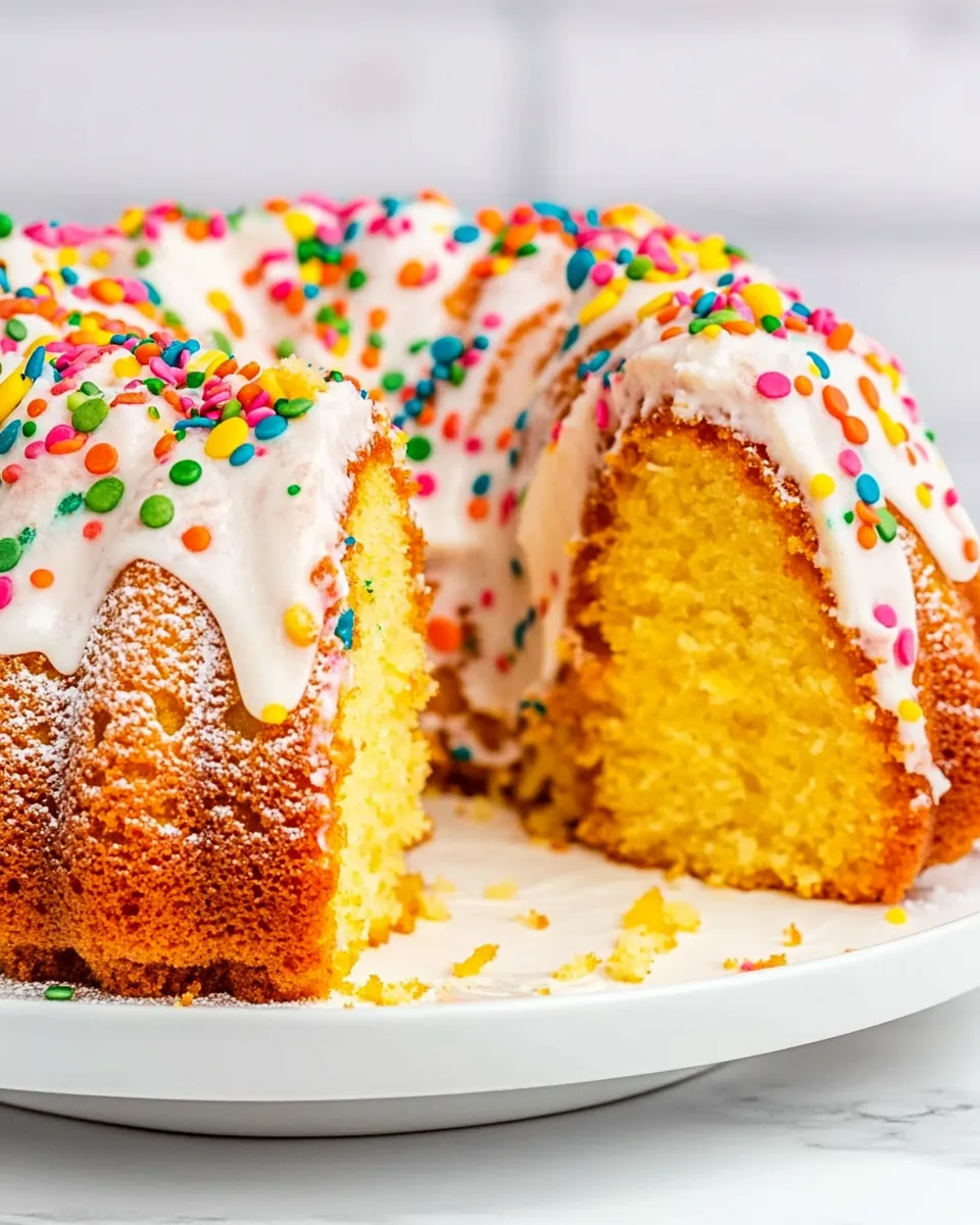 Delicious Copycat Birthday Bundt Cake shot