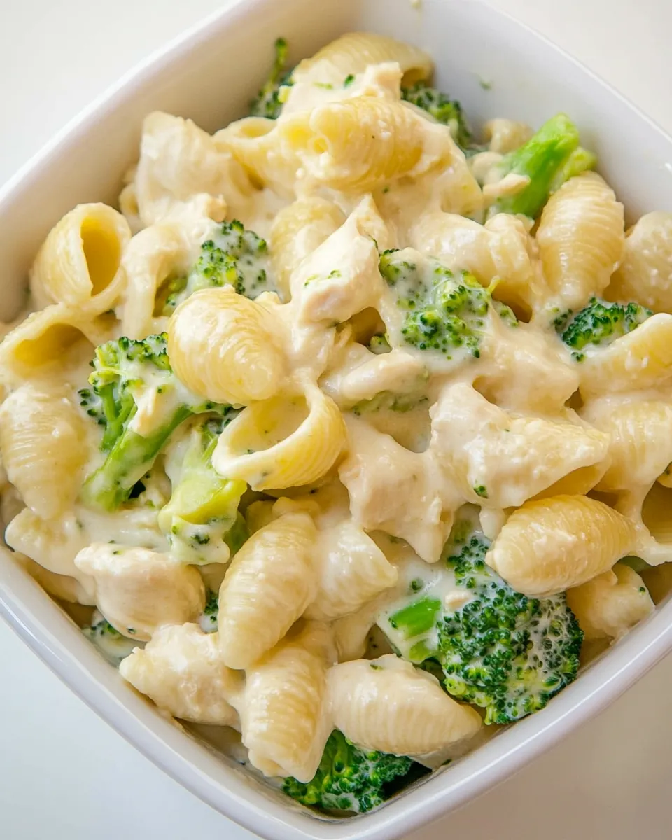 Delicious Creamy Broccoli Chicken Shells and Cheese image