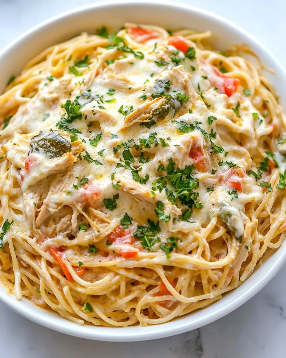Delicious Creamy Chicken Spaghetti shot
