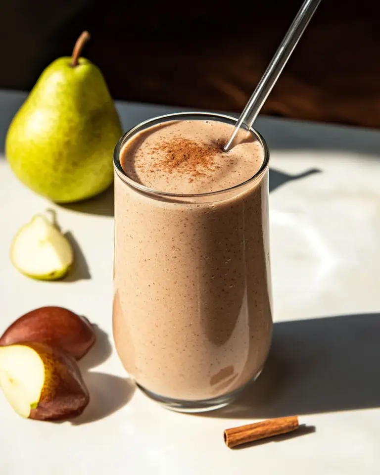 Homemade Creamy Chocolate Pear Smoothie with Cinnamon (Vegan) recipe photo