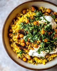 Amazing Creamy Golden Rice with Spiced Chickpeas. picture