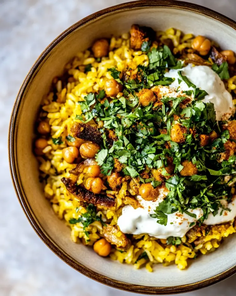Amazing Creamy Golden Rice with Spiced Chickpeas. picture