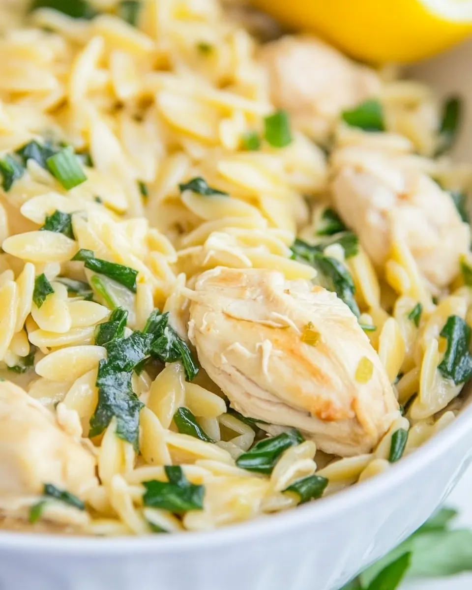 Homemade Creamy Lemon Orzo with Chicken photo