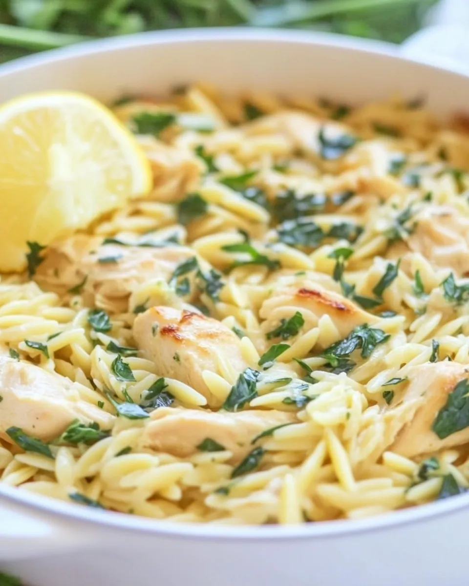 Savory Creamy Lemon Orzo with Chicken dish photo