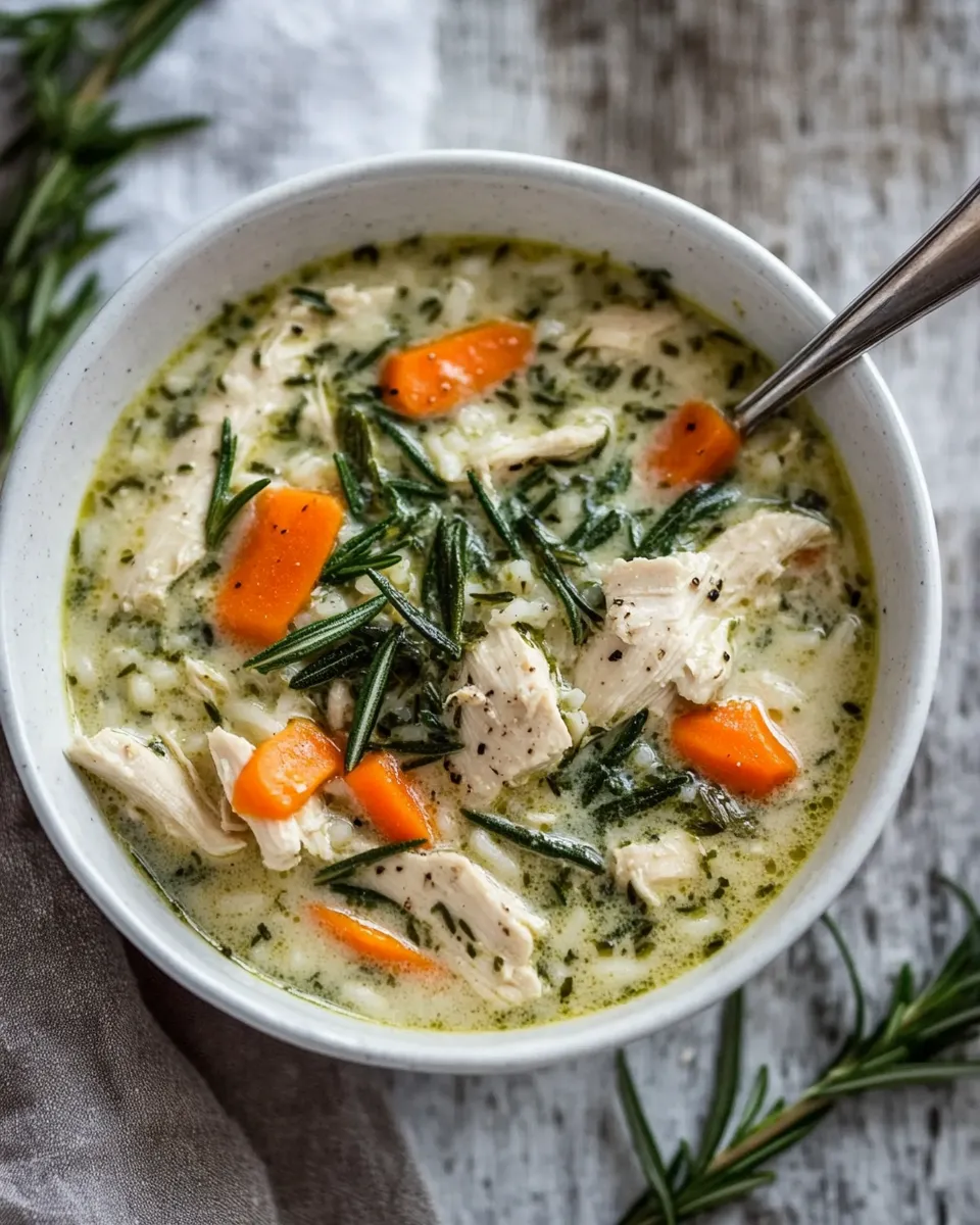 Classic Creamy Rosemary Chicken Soup with Rice image