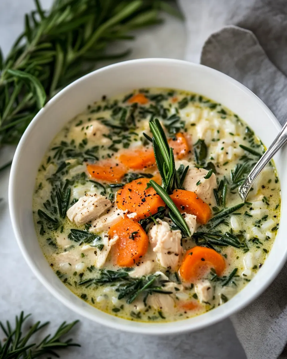 Easy Creamy Rosemary Chicken Soup with Rice recipe photo