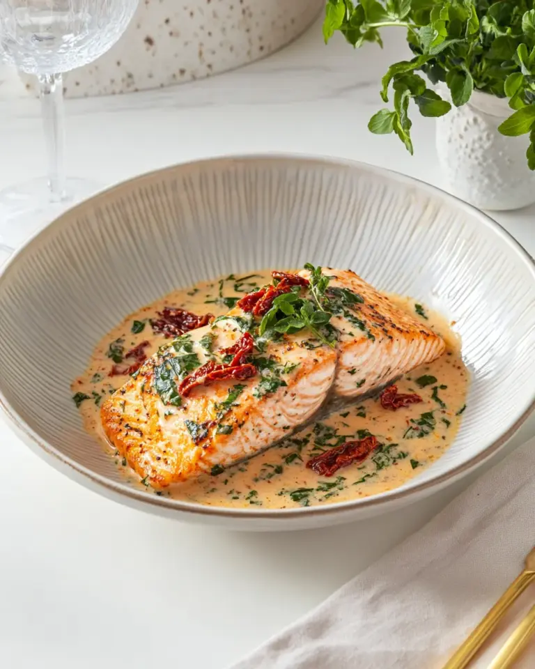 Homemade Creamy Tuscan salmon with sun-dried tomatoes photo