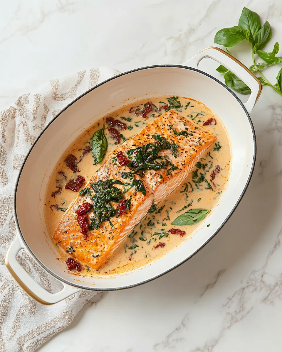 Easy Creamy Tuscan salmon with sun-dried tomatoes dish photo
