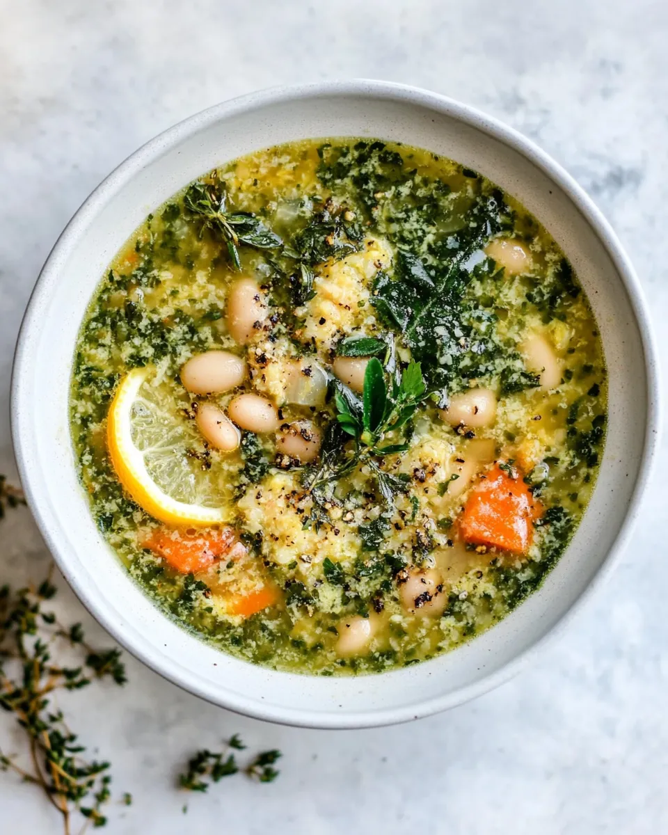 Ultimate Crockpot Tuscan White Bean and Lemon Soup. recipe image