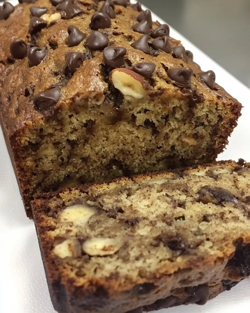Delicious Dark Chocolate Chip & Walnut Banana Bread shot