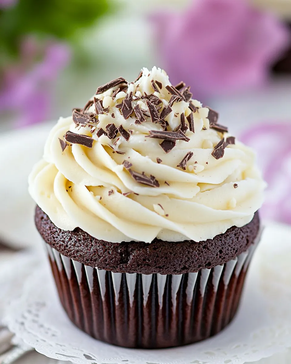 Delicious Dark Chocolate Cupcakes with White Chocolate Frosting image
