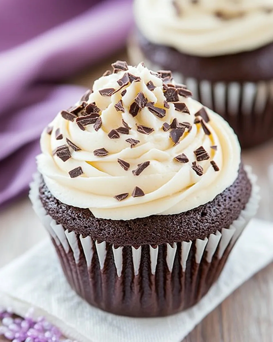 Easy Dark Chocolate Cupcakes with White Chocolate Frosting recipe photo