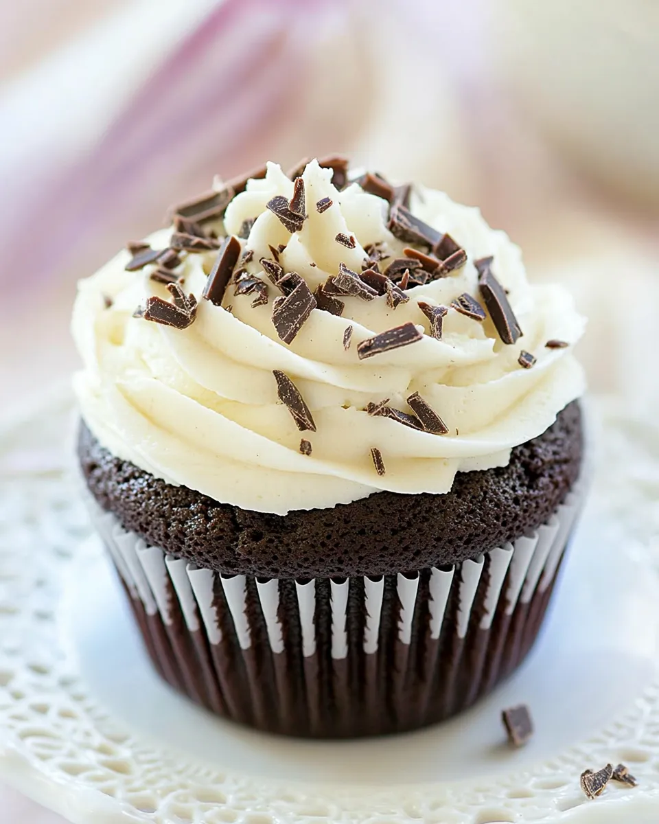 Best Dark Chocolate Cupcakes with White Chocolate Frosting shot