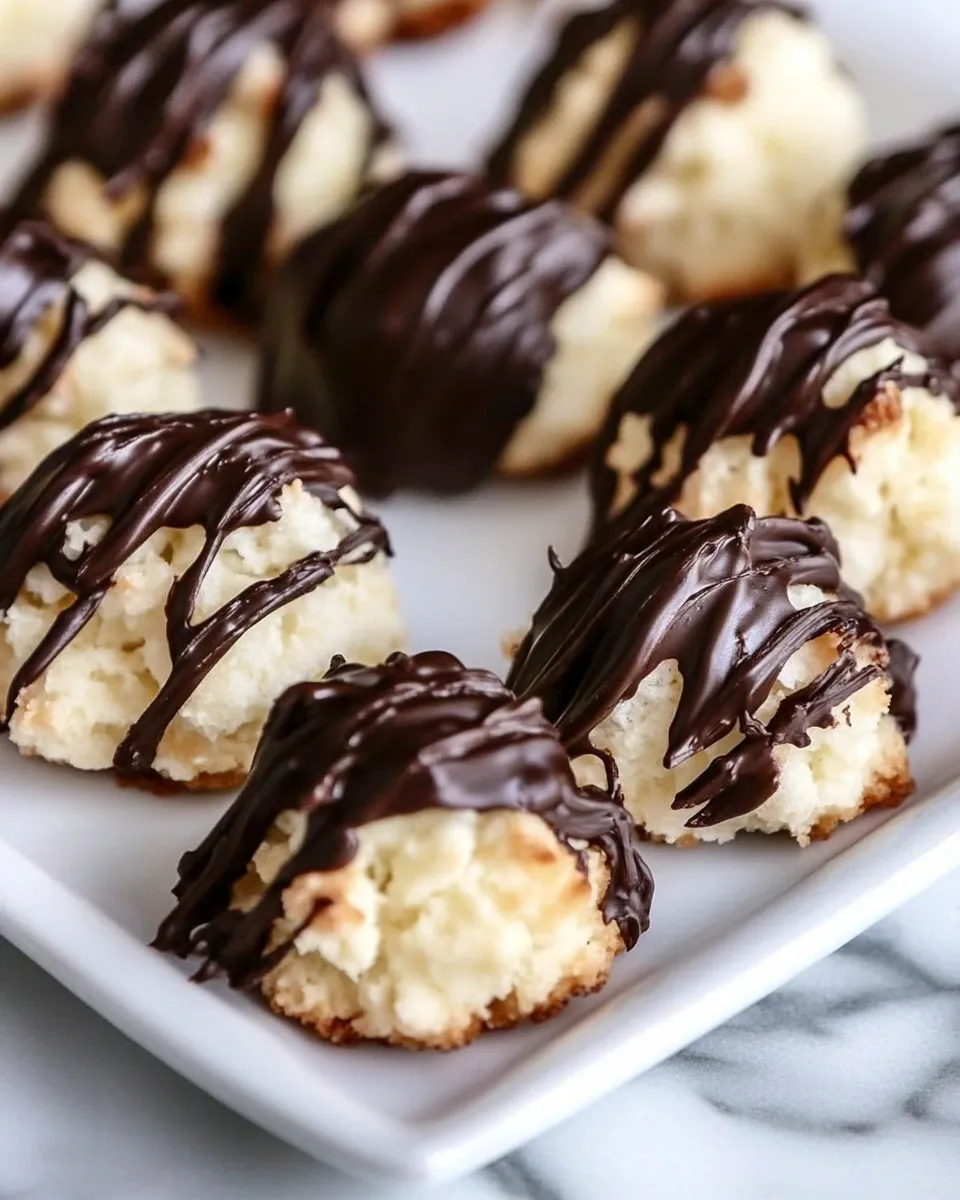 Homemade Dark Chocolate Dipped Macaroons photo