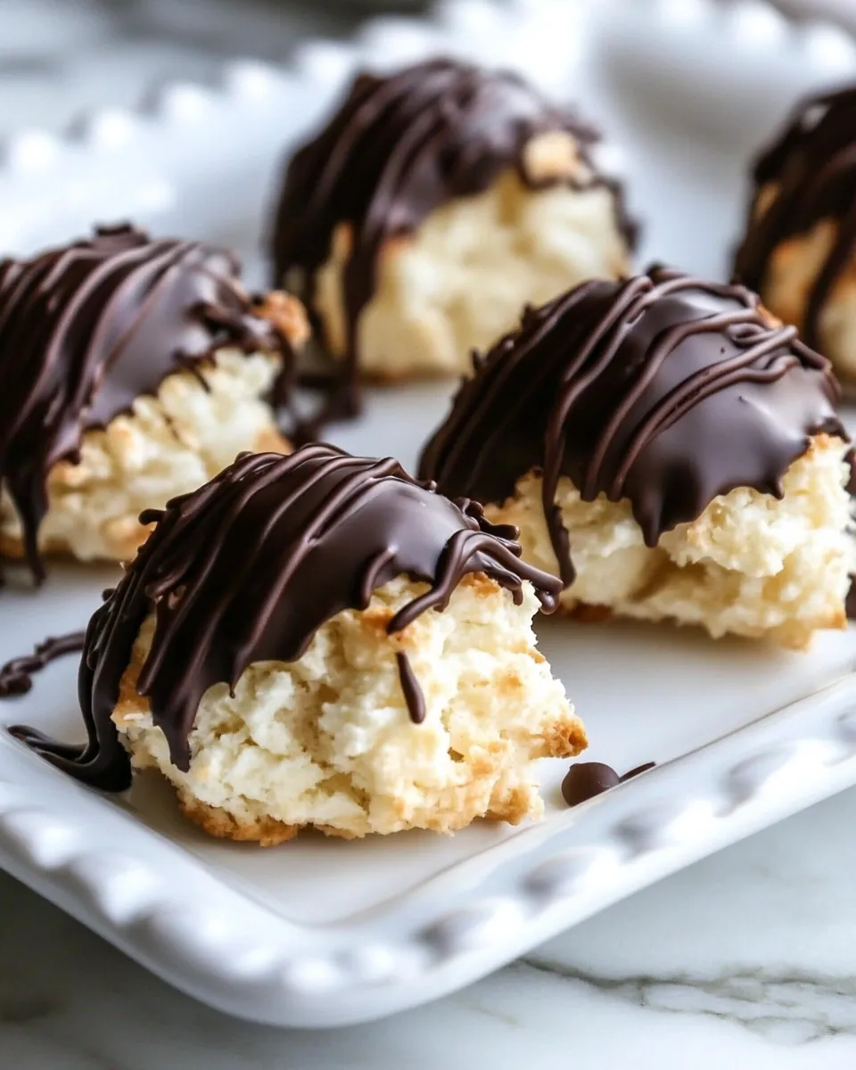 Delicious Dark Chocolate Dipped Macaroons image