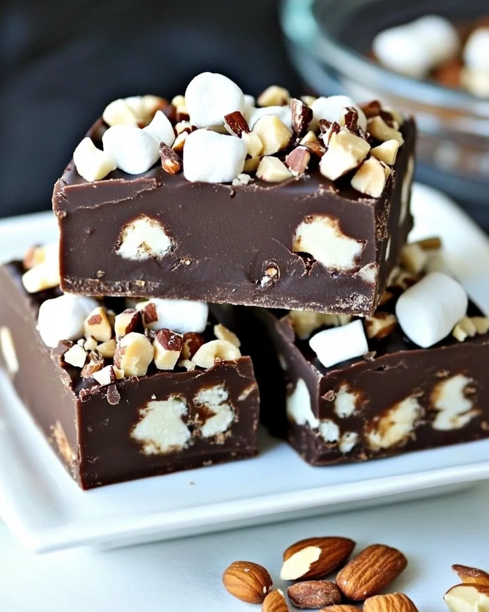 Homemade Dark Chocolate Marshmallow Nut Fudge Bars photo