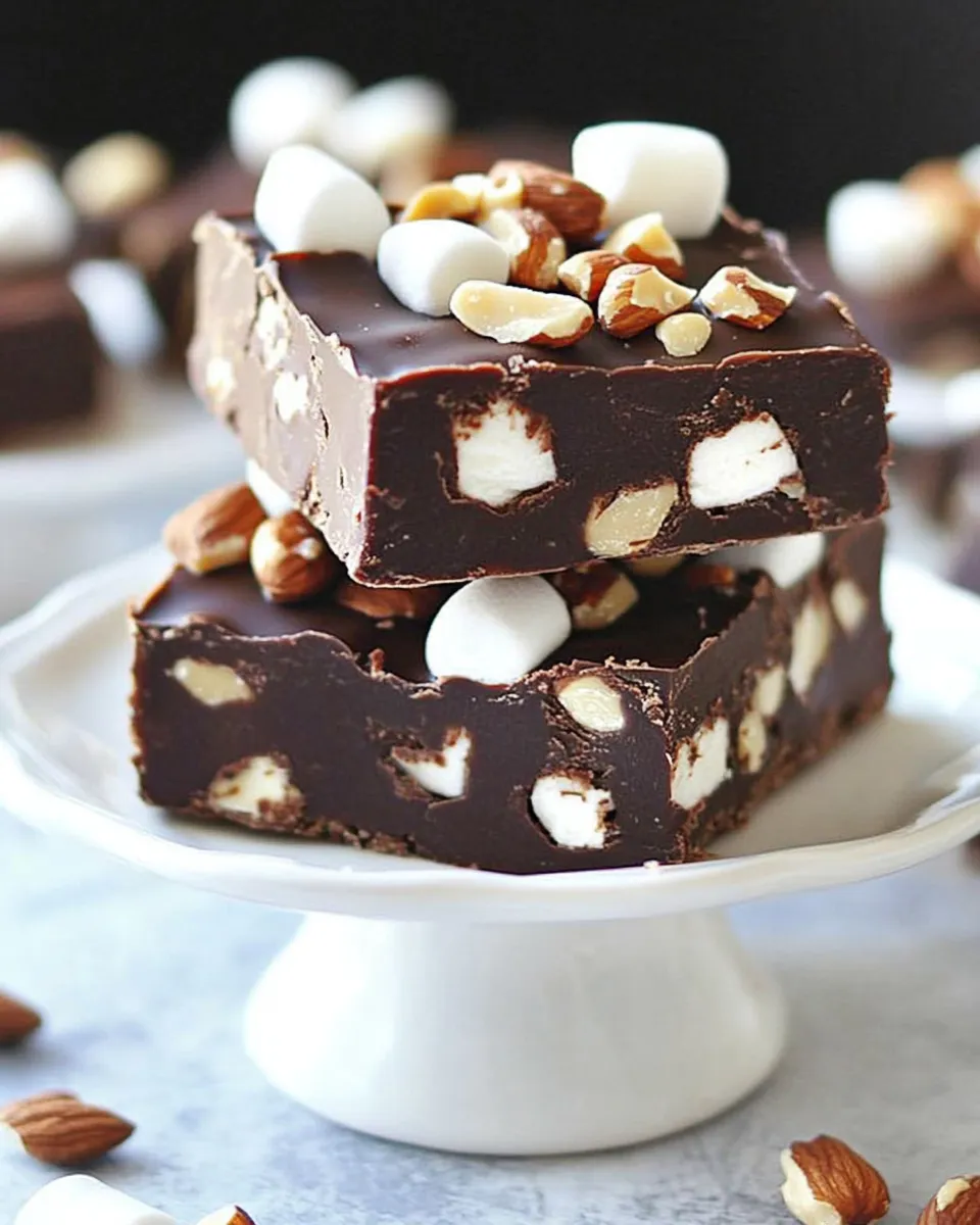 Delicious Dark Chocolate Marshmallow Nut Fudge Bars shot