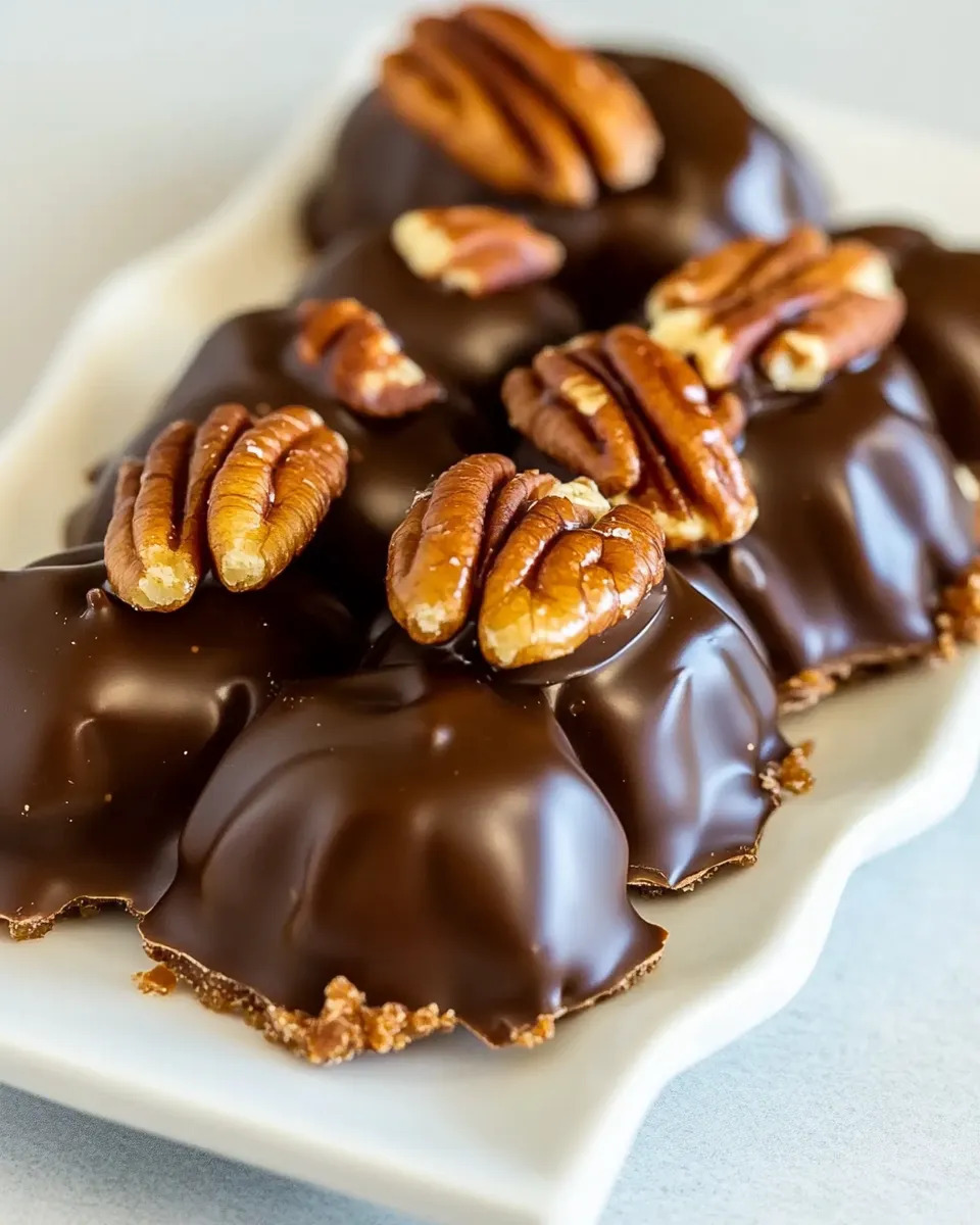 Homemade Dark Chocolate Salted Caramel Pecan Turtles photo