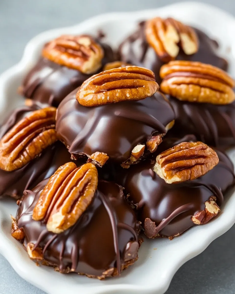 Classic Dark Chocolate Salted Caramel Pecan Turtles image